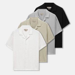 Áo Sơ Mi Nam Tay Ngắn Linen Cuban Sandrift Form Relaxed