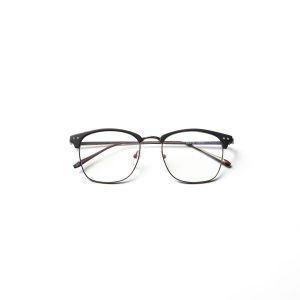 Mắt Kính Nam Gọng Kim Loại Oval Nâu Trong