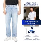 Quần Jeans Nam Siêu Nhẹ Ống Suông Xanh Nhạt Trơn ICON105 Form Straight
