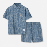 Set Đồ Ngắn Jacquard Jean Nam Form Regular