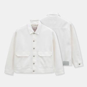 Áo Khoác Jeans Nam Offwhite Pocket Form Loose